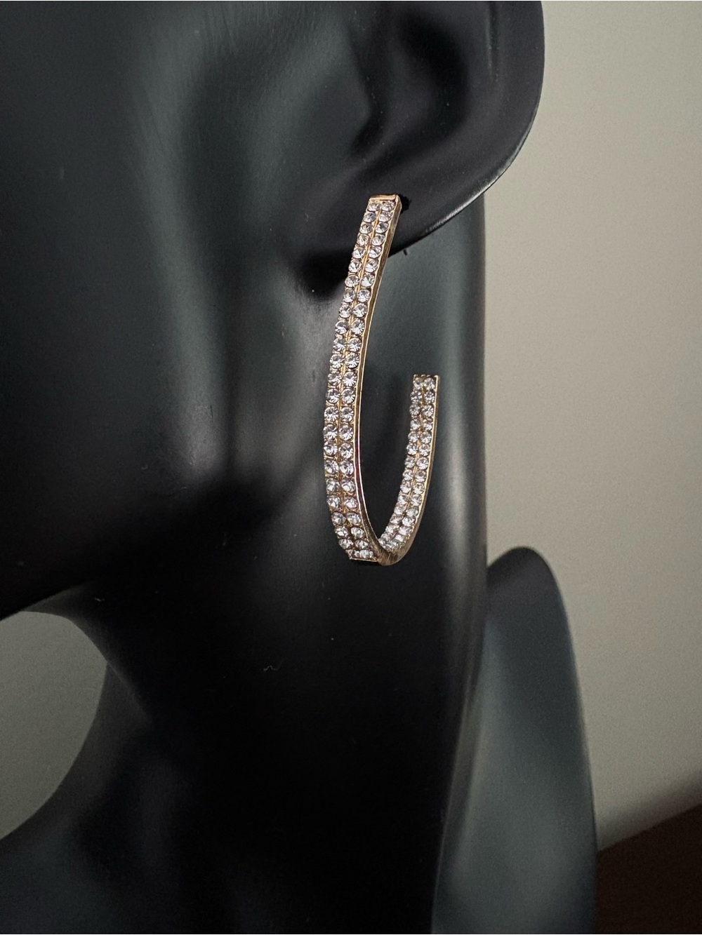 Lane Bryant Gold Half Hoop Earrings with Rhinestones
